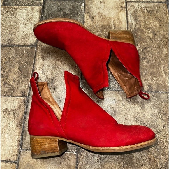 Jeffrey Campbell Suede Red Leather ankle boot sz 40 - Picture 2 of 6